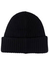 Logo Patch Knit Beanie Black - GANNI - BALAAN 3