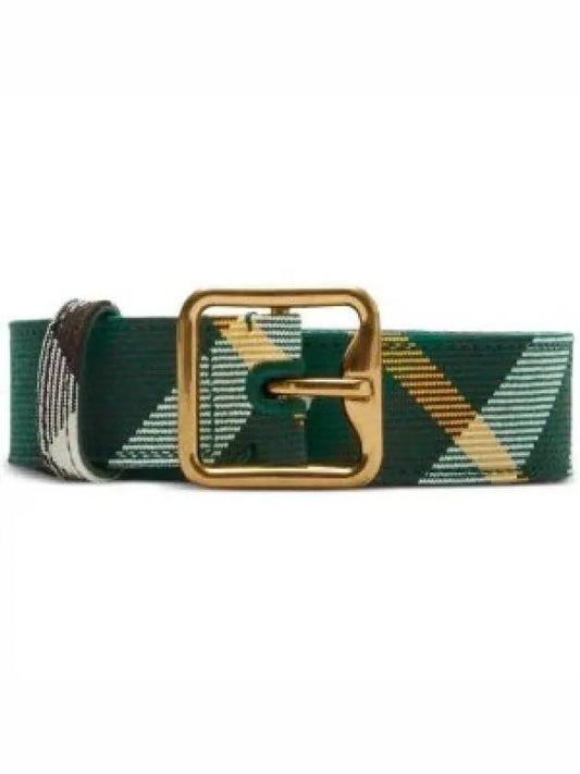 Check Pattern Buckled Leather Belt Green - BURBERRY - BALAAN 2