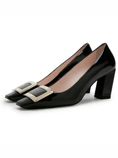 Metal Buckle Patent Leather Pumps Heels Black - ROGER VIVIER - BALAAN 2