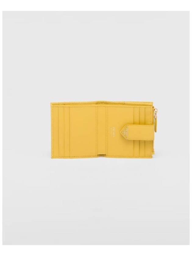 Saffiano Smooth Leather Small Half Wallet Sunny Yellow - PRADA - BALAAN 6