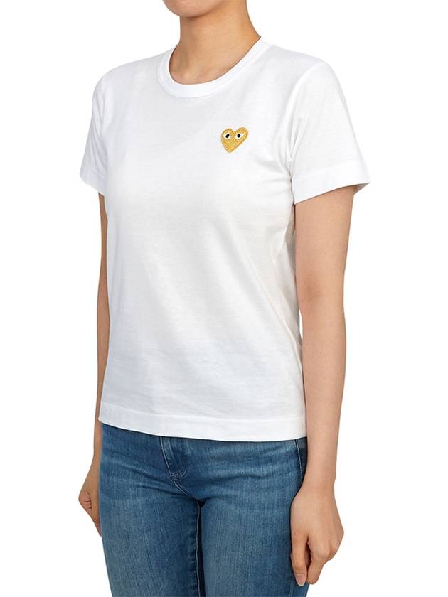 Women's Small Gold Heart Logo Short Sleeve T-Shirt P1 T215 4 White - COMME DES GARCONS PLAY - BALAAN 3