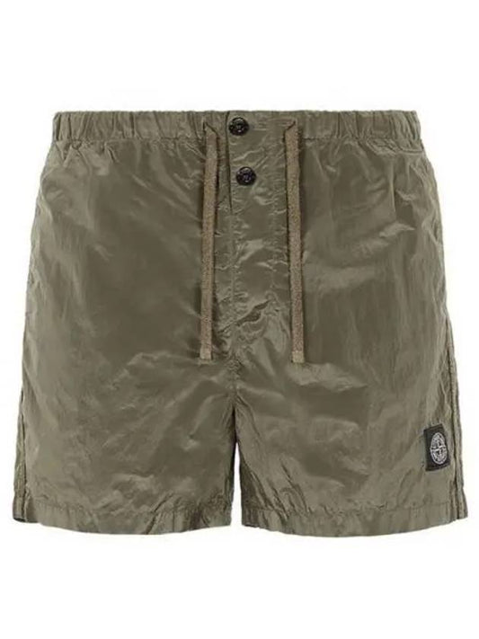 Logo Patch Nylon Metal Swim Shorts Dark Green - STONE ISLAND - BALAAN 2