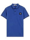 Men's Two Line Wappen Patch Cotton Short Sleeve Polo Shirt Blue Black - STONE ISLAND - BALAAN 2