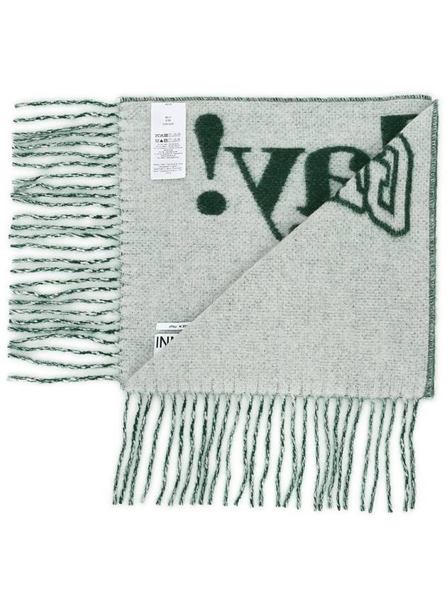 Gani Logo Fringe Wool Muffler Green - GANNI - BALAAN 4