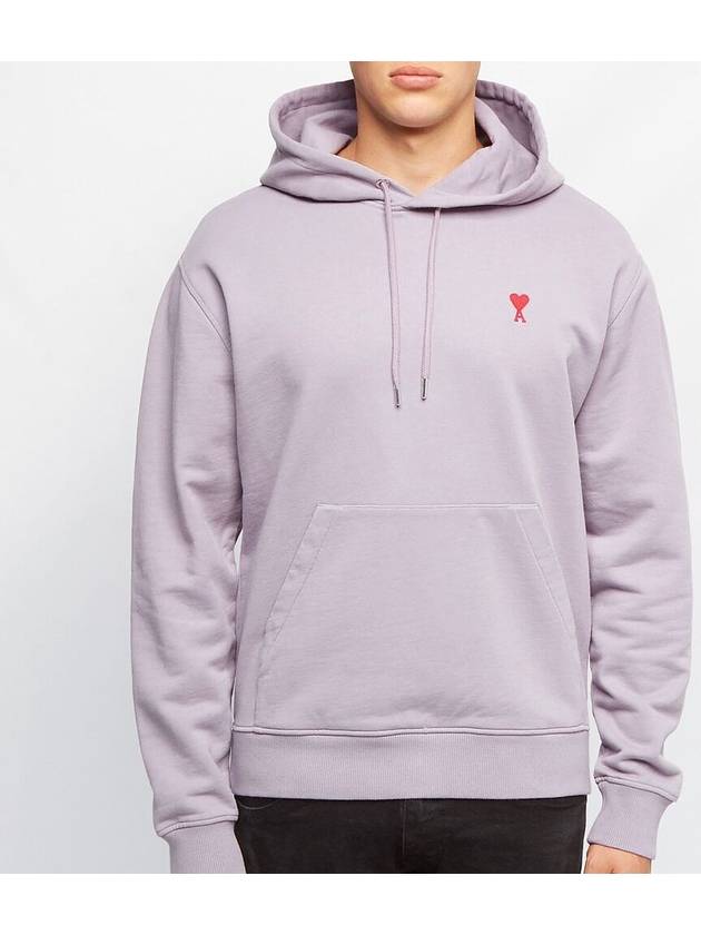 Small Heart Logo Cotton Hoodie Purple - AMI - BALAAN 3