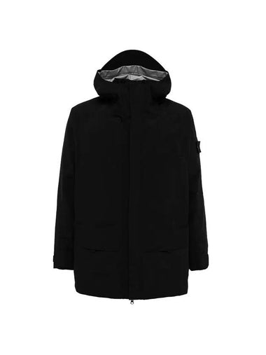 Men's Cocoon Logo Patch Parka Black - STONE ISLAND - BALAAN 1