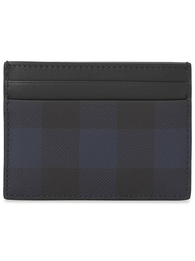 Check Leather Card Wallet Navy - BURBERRY - BALAAN 3