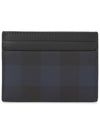 Check Leather Card Wallet Navy - BURBERRY - BALAAN 3