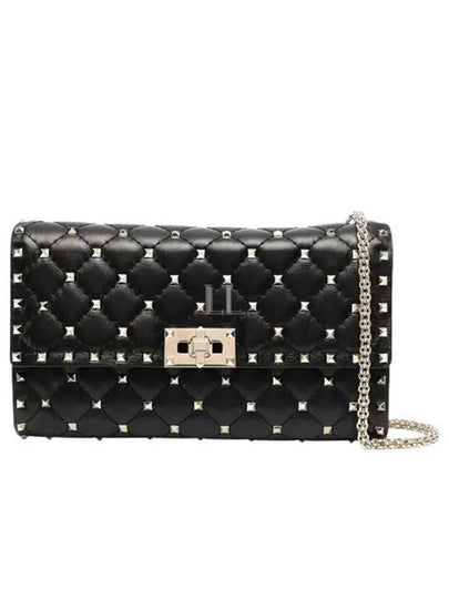 Rockstud Spike Leather Shoulder Bag Black - VALENTINO - BALAAN 2