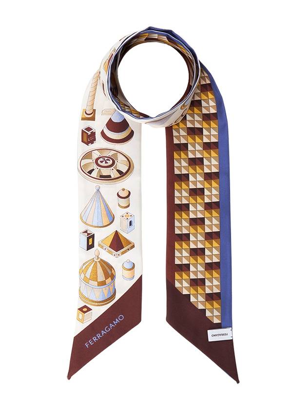 Nadir Print Scarf Brown - SALVATORE FERRAGAMO - BALAAN 2