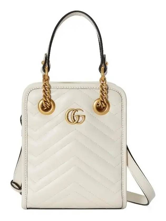 GG Marmont Gold Matelasse Leather Cross Mini Bag White - GUCCI - BALAAN 1