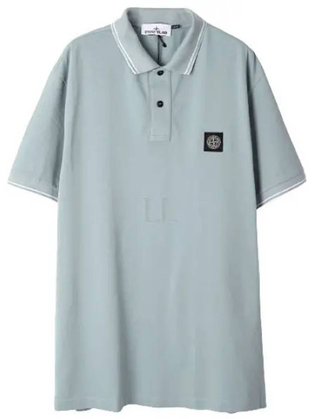 Men's Logo Patch Lining Short Sleeve Polo Shirt Sky Blue - STONE ISLAND - BALAAN 2