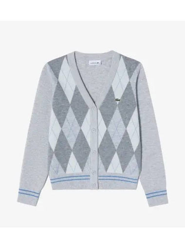 Women s Basic Button Y Cardigan Melange Gray - LACOSTE - BALAAN 1