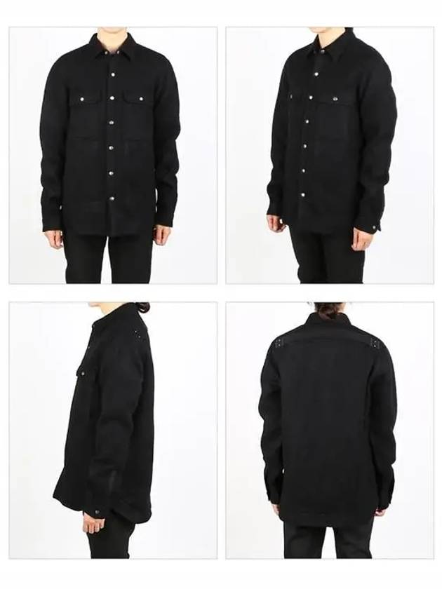 Felt Wool Alpaca Overshirt Jacket Black - RICK OWENS - BALAAN 3