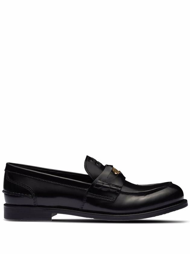 Brushed Leather Penny Loafers Black - MIU MIU - BALAAN 2