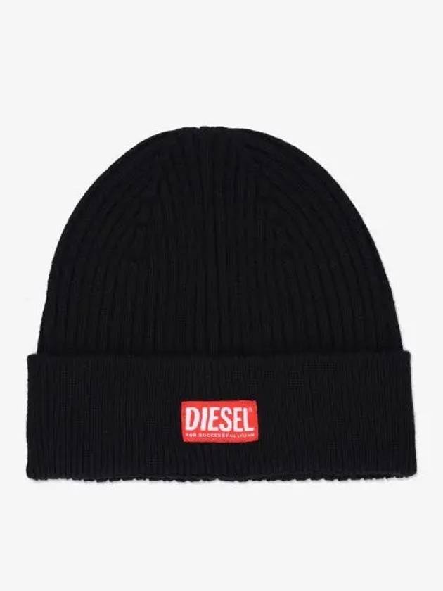 K Coder H Logo Patch Ribbed Beanie Black - DIESEL - BALAAN 2