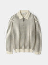 Striped collar half zip up knit Ivory - INDUST - BALAAN 6