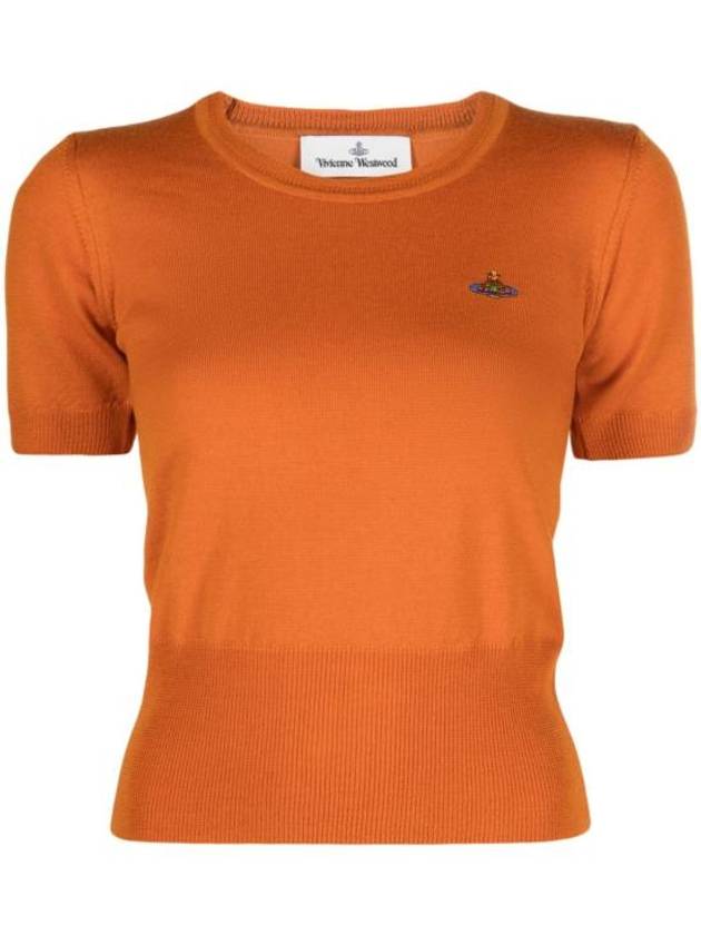 ORB Logo Short Sleeve Knit Top Orange - VIVIENNE WESTWOOD - BALAAN 1