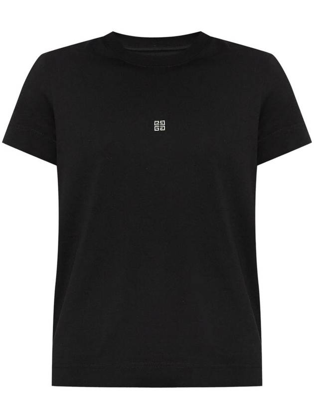 Embroidered Logo Cotton Short Sleeve T-Shirt Black - GIVENCHY - BALAAN 2