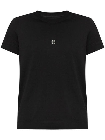 Embroidered Logo Cotton Short Sleeve T-Shirt Black - GIVENCHY - BALAAN 2