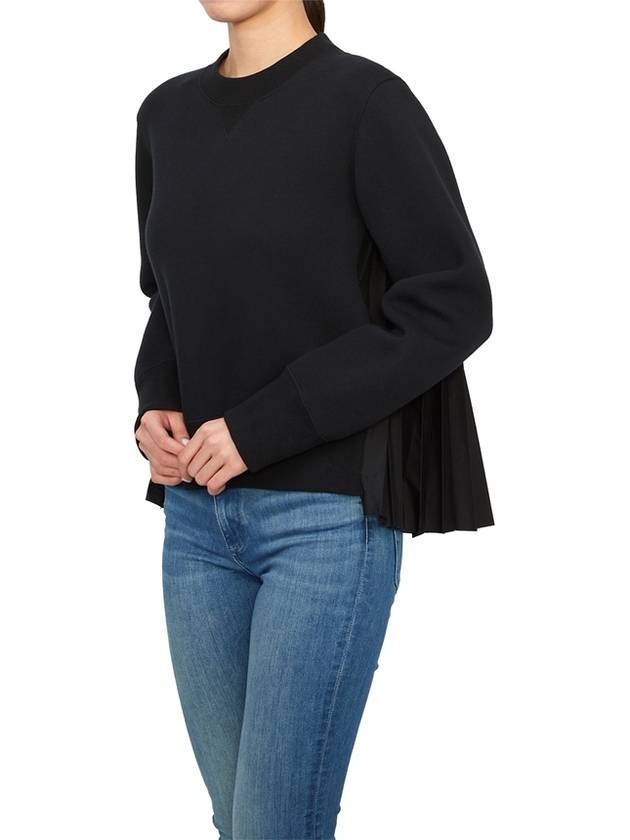 Crew Neck Pleated Hem Sweatshirt Black - SACAI - BALAAN 7