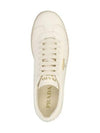 Triangle Logo Lane Leather Low-Top Sneakers Ivory - PRADA - BALAAN 6