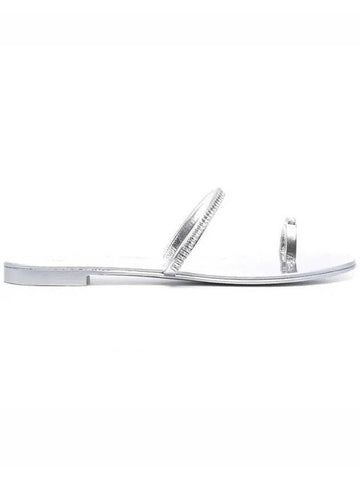 Colorful Strap Flat Sandals Slippers Silver - GIUSEPPE ZANOTTI - BALAAN 1