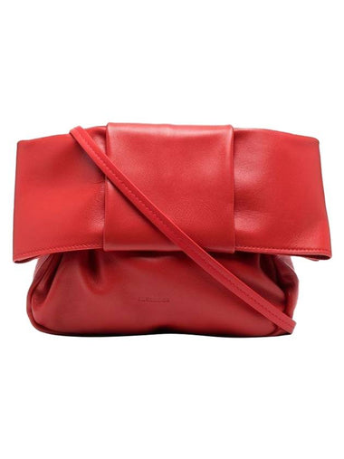 Bow Small Leather Pouch Bag Red - JIL SANDER - BALAAN 1