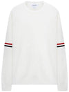 Men's Milan Stitch Armband Crew Neck Knit Top White - THOM BROWNE - BALAAN 2