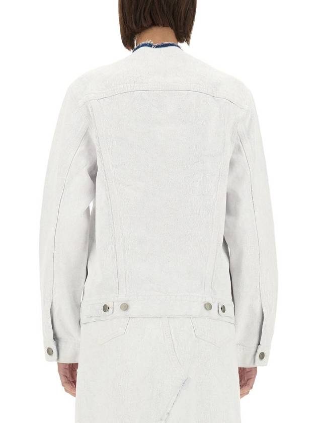 Crack Effect Collarless Denim Jacket White - MAISON MARGIELA - BALAAN 4