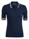 Women's Rib Cotton Short Sleeve Polo Shirt Navy - G/FORE - BALAAN 2