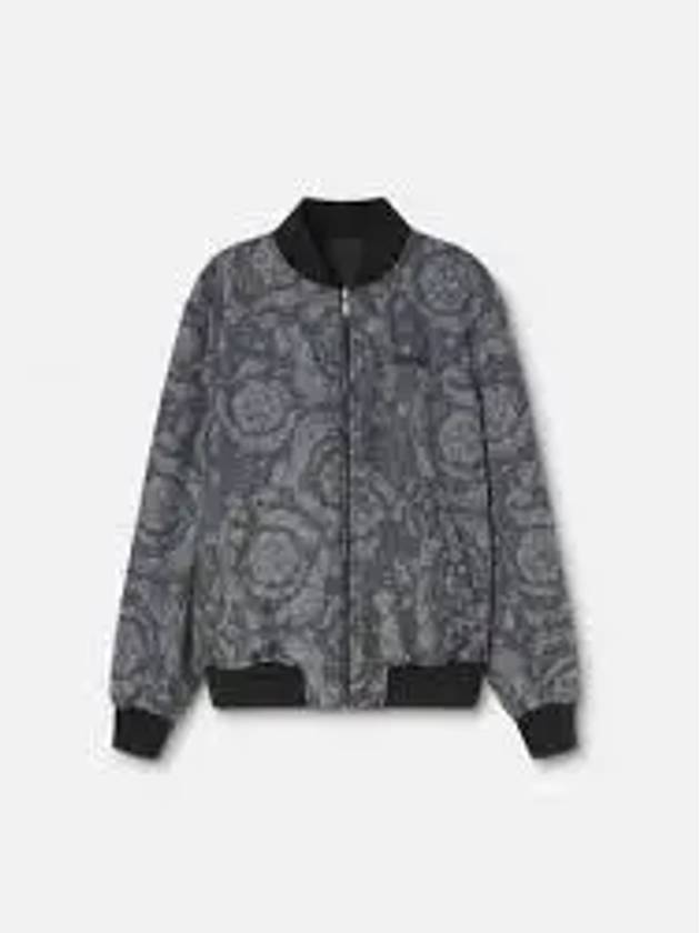 Embroidered Logo Reversible Bomber Jacket Grey - VERSACE - BALAAN 2