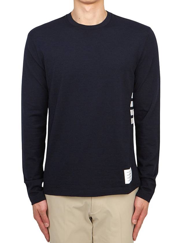 Wool Jersey 4-Bar Long Sleeve T-Shirt Navy - THOM BROWNE - BALAAN 2