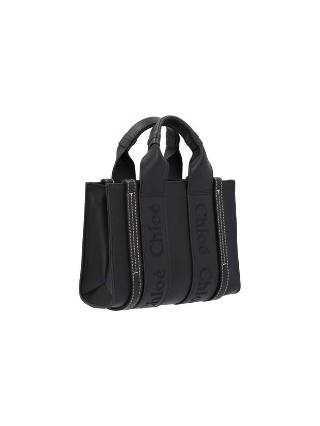 Woody Logo Calf Leather Mini Tote Bag Black - CHLOE - BALAAN 3