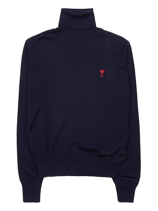 Heart Logo Wool Turtleneck Navy - AMI - BALAAN 10