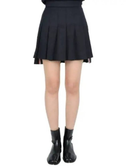 RMB Wool Mini Pleated Skirt Navy - THOM BROWNE - BALAAN 2