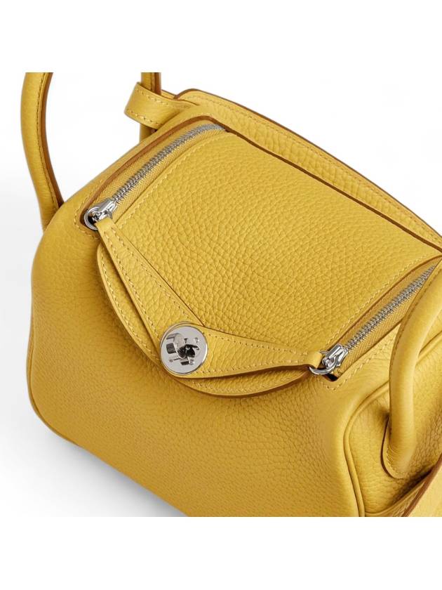 Mini Lindy Bag Yellow Clemence Silver Medal - HERMES - BALAAN 4