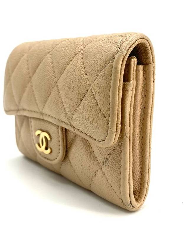 Caviar gold flap card wallet beige - CHANEL - BALAAN 3