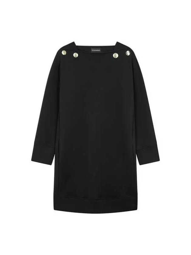 Women's Logo Button Easy Dress Black - EMPORIO ARMANI - BALAAN 1