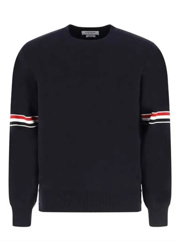 Men's Milan Stitch Armband Crew Neck Knit Top Navy - THOM BROWNE - BALAAN 2