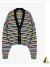 Logo V-neck Stripe Cardigan - GANNI - BALAAN 2