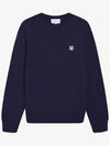 Fox Head Patch Regular Round Neck Pullover Knit Top Navy - MAISON KITSUNE - BALAAN 2