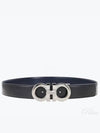 Gancini Reversible Leather Belt Navy Black - SALVATORE FERRAGAMO - BALAAN 2