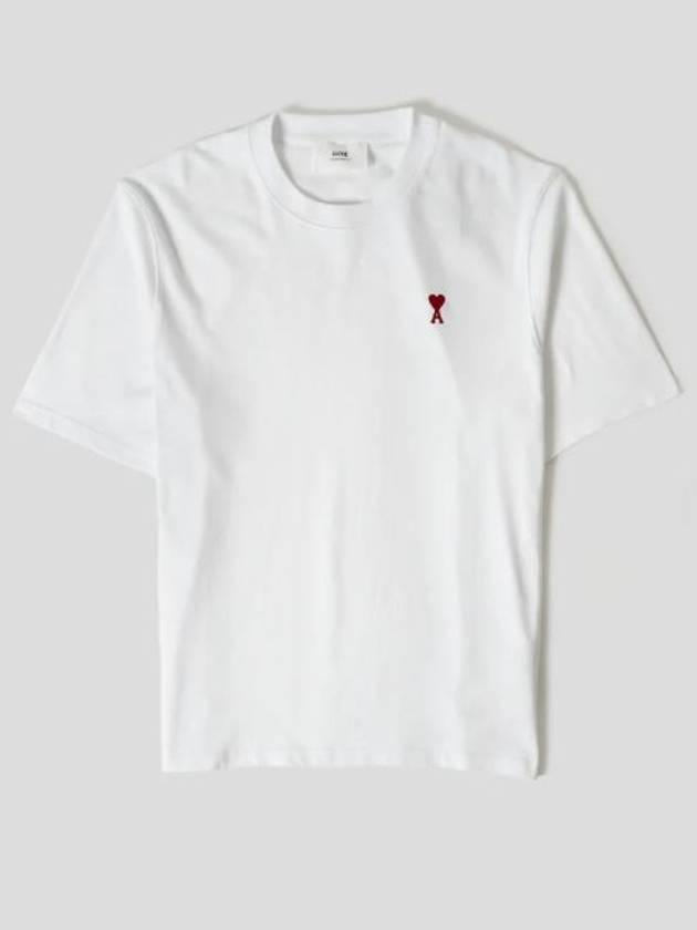 Heart Cotton Short Sleeve T-Shirt White - AMI - BALAAN 2