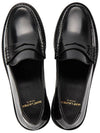 Women's Chunky Penny Slippers Smooth Leather Loafers Black - SAINT LAURENT - BALAAN.