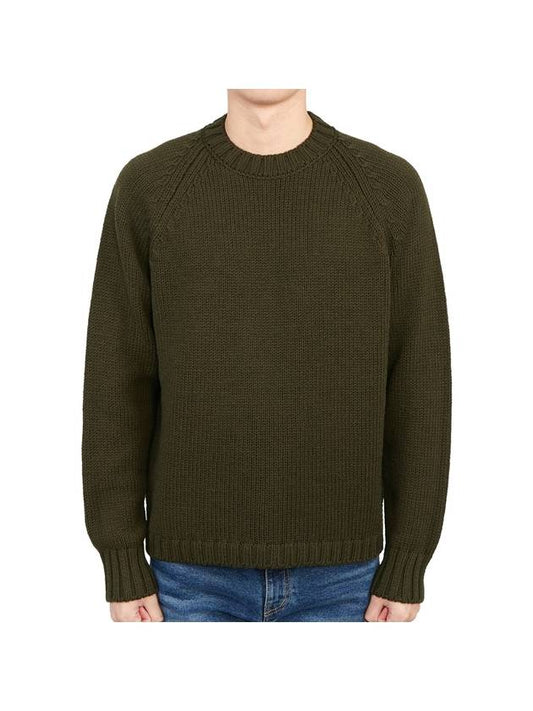 Men’s Merino Wool Knit Top Khaki - TEN C - BALAAN 1