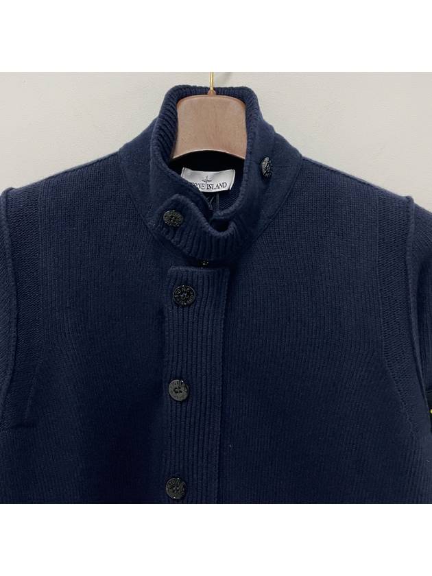 Lambswool Knit Cardigan Navy - STONE ISLAND - BALAAN 5