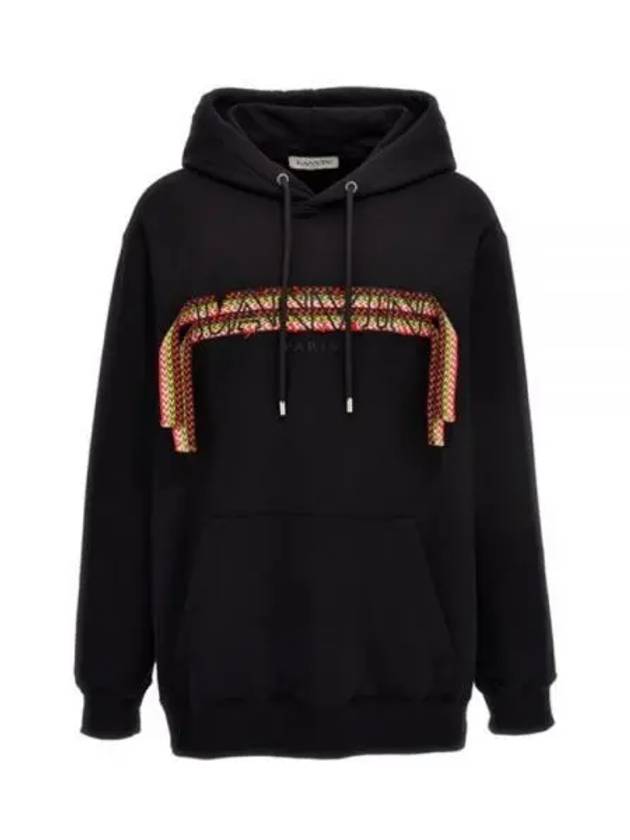 Logo Applique Oversized Fit Hoodie Black - LANVIN - BALAAN 2