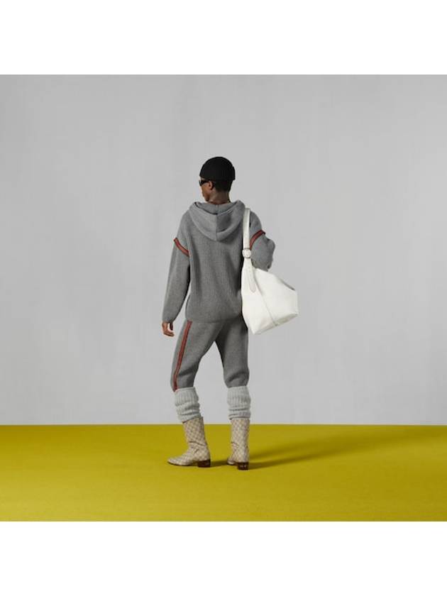 Wool Cashmere Track Pants Grey Melange - GUCCI - BALAAN 3