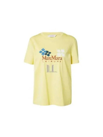 Obliqua Embroidery Logo Short Sleeve T-Shirt Yellow - MAX MARA - BALAAN 2